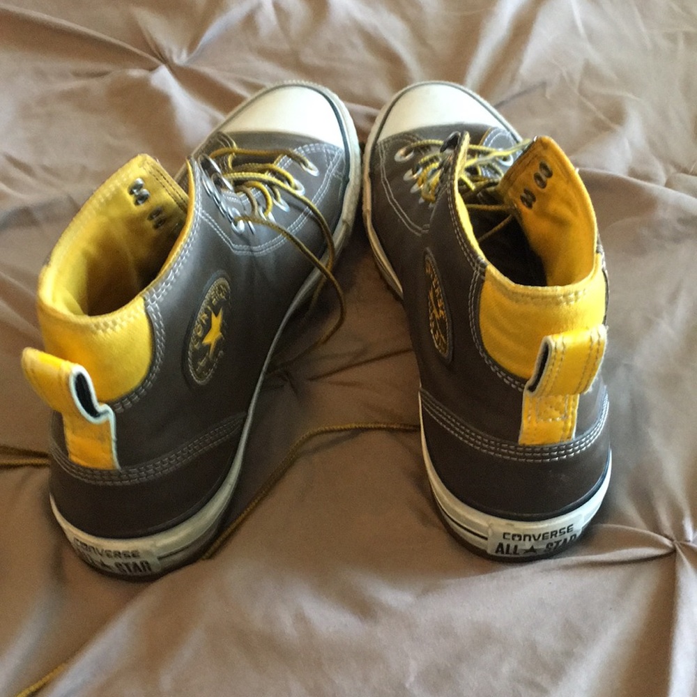 Leather Hi Top Brown Converse Yellow trim